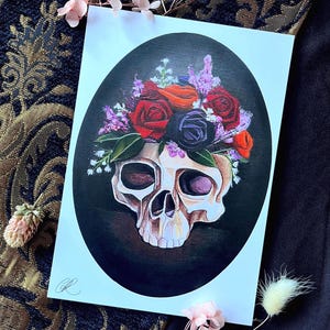 Skull Flowers Print