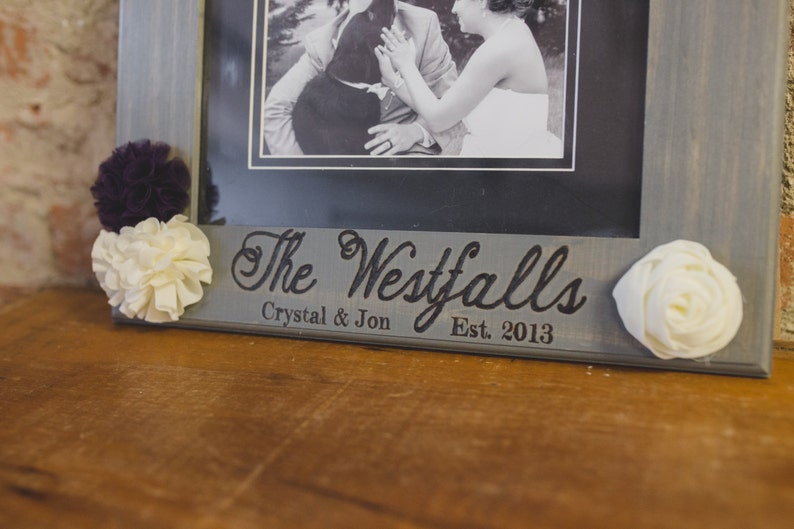 Wedding or christmas gift Newlywed picture frame Bridal Shower gift Wedding photo frame