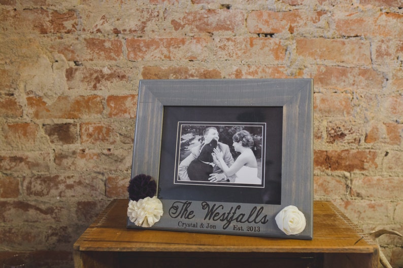 Wedding or christmas gift Newlywed picture frame Bridal Shower gift Wedding photo frame