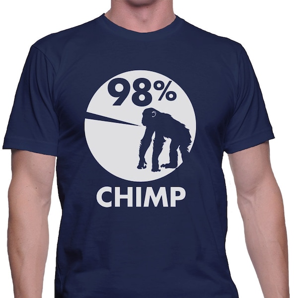 98% Chimp T-Shirt Monkey Shirt Funny Animal Shirts Ape T-Shirt Science T-Shirt Funny Graphic Tees Science Shirt Evolution Shirt Evo Tees