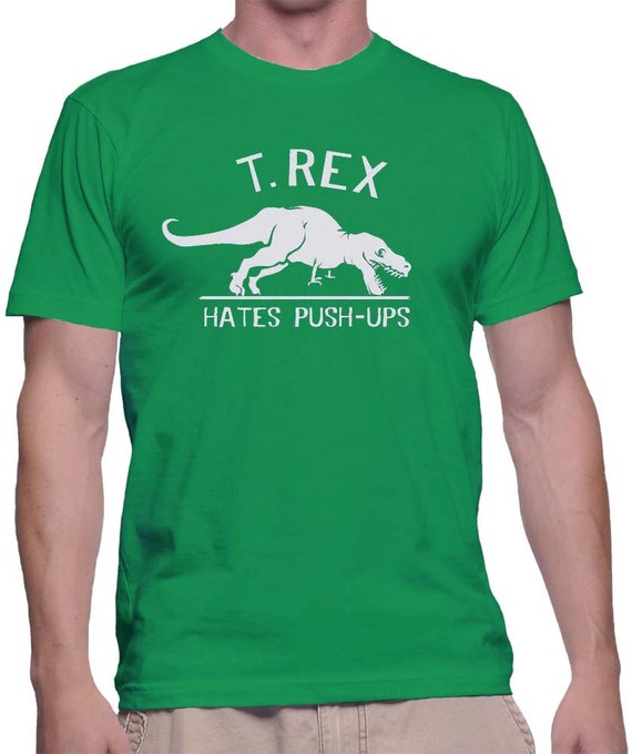 Unisex T. rex Hates Push Ups T-Shirt - Heather Green