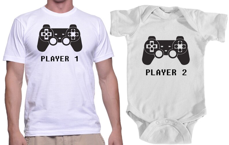 player 1 player 2 shirt and onesie