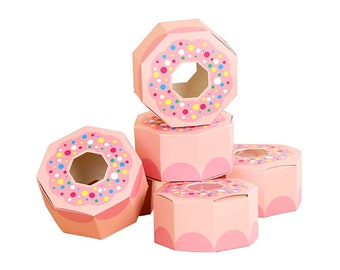 Donut Box / 1x Kawaii Doughnut Treat Party Supply Favor Box / Birthday Baby Shower Take Out Favor Prize Box / Kids Sprinkle Donut Theme