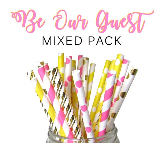 Lustre Paper Straws Set of 25 Iridescent Pink White Opal Luster Sheen Gloss Unicorn Princess Party Decor Straws Cakepop Craft Sticks