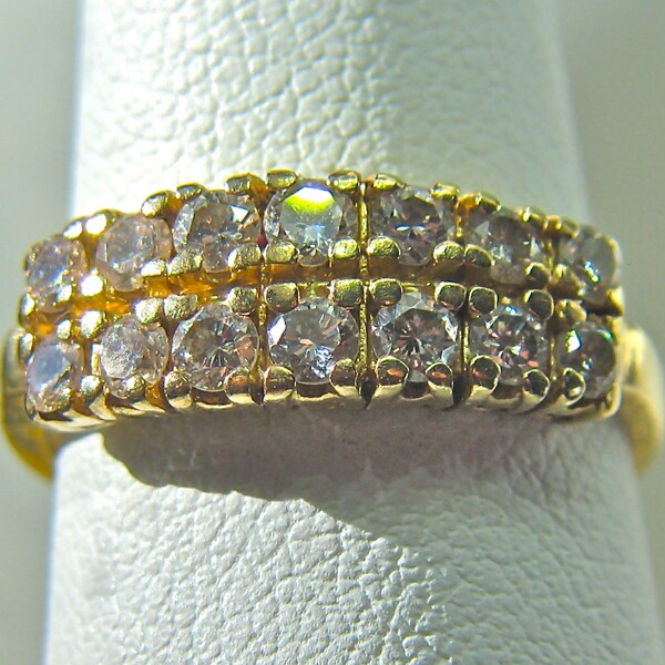 14kt Yellow Gold Double Sparkling Double High Quality Genuine Diamond Ring Size 6.5