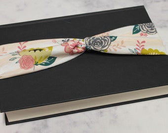 Pink and Gold Flowers Faux Knot Headband