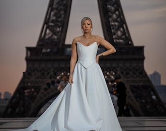 Bridal Corset and Ballgown skirt wedding dress 2 piece seperates/ bridal gown