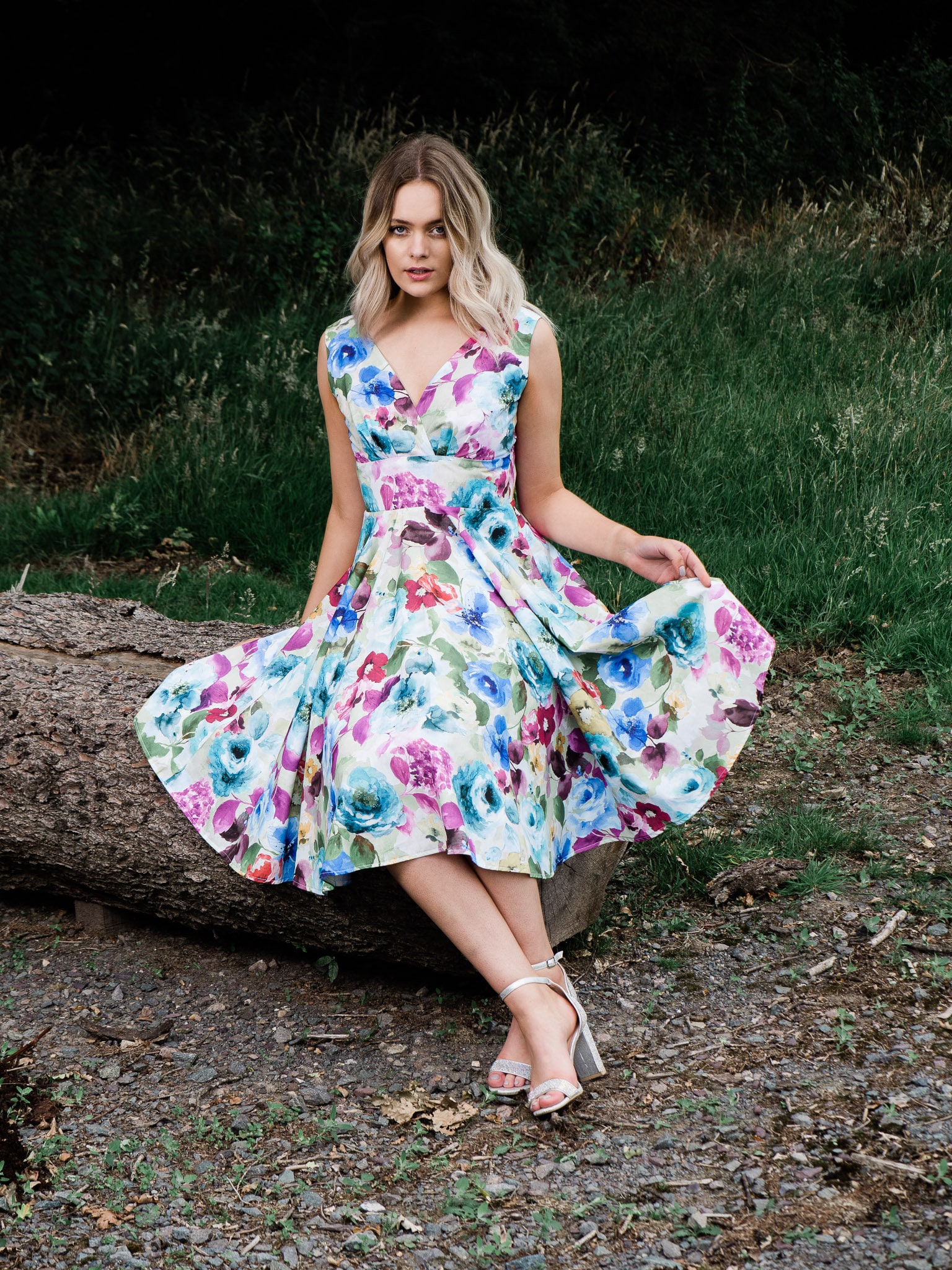 Floral 1950s Style Tea Dress Full Circle Skirt Crossover - Etsy