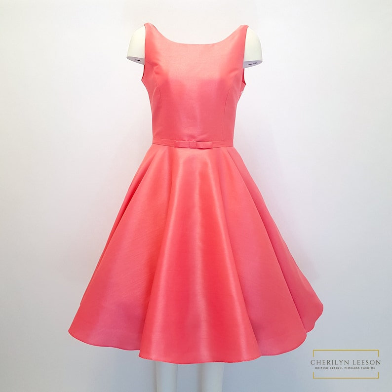 short coral bridesmaid dress