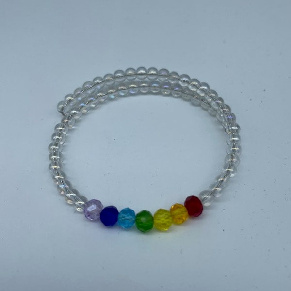 Crystal Chakra Memory Wire Bracelet