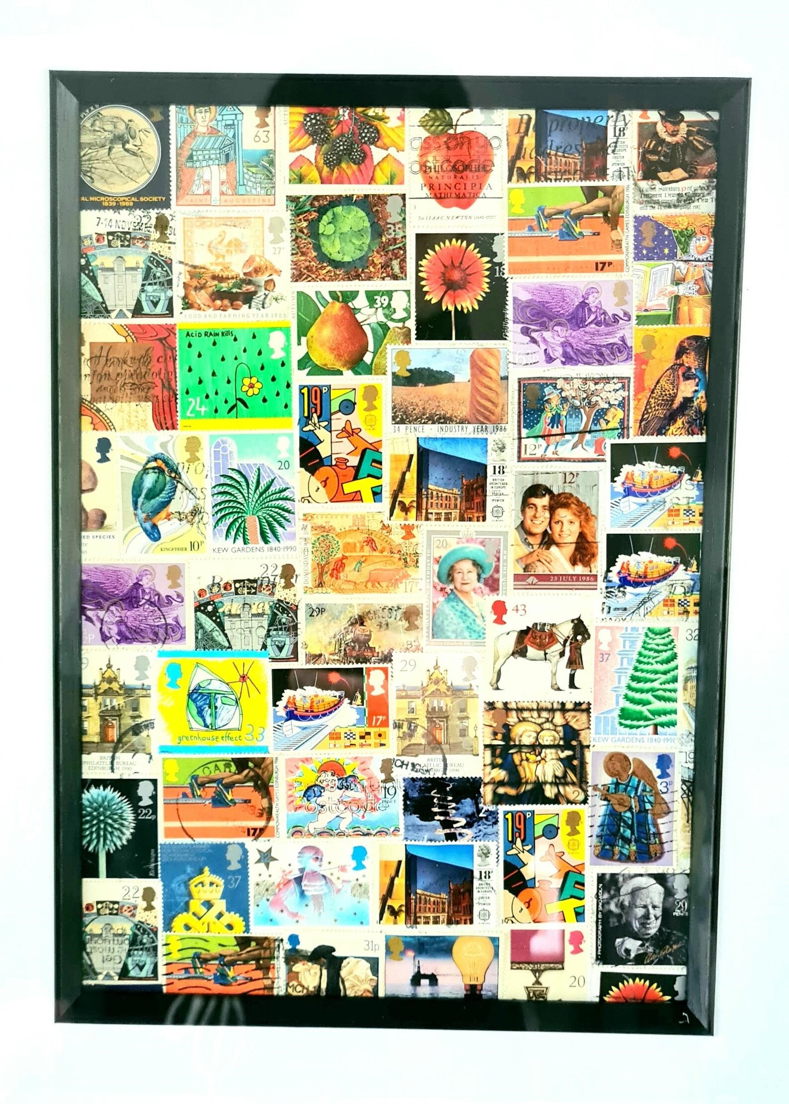 Collage Postage Stamp Art Framed Etsy