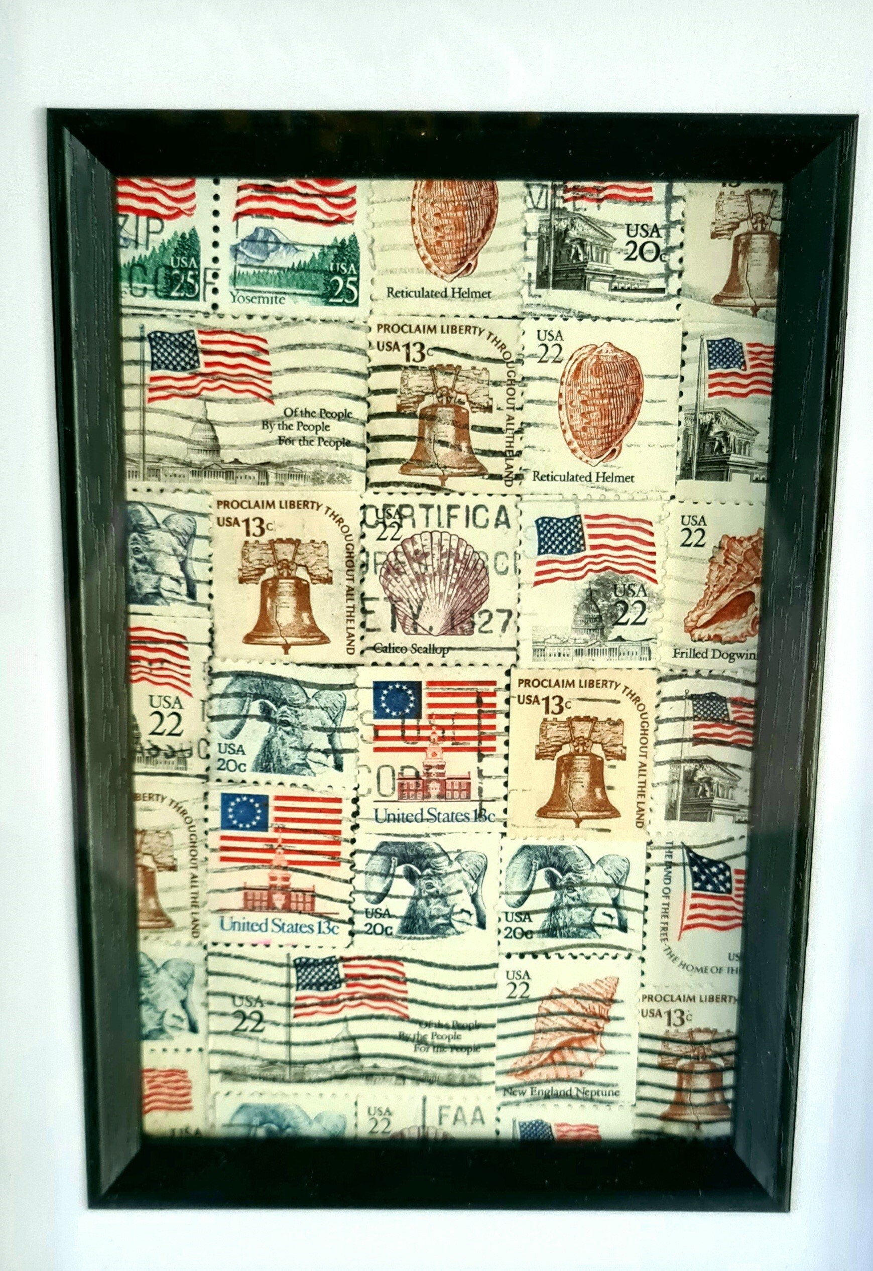 America Postage Stamp Art Framed Etsy