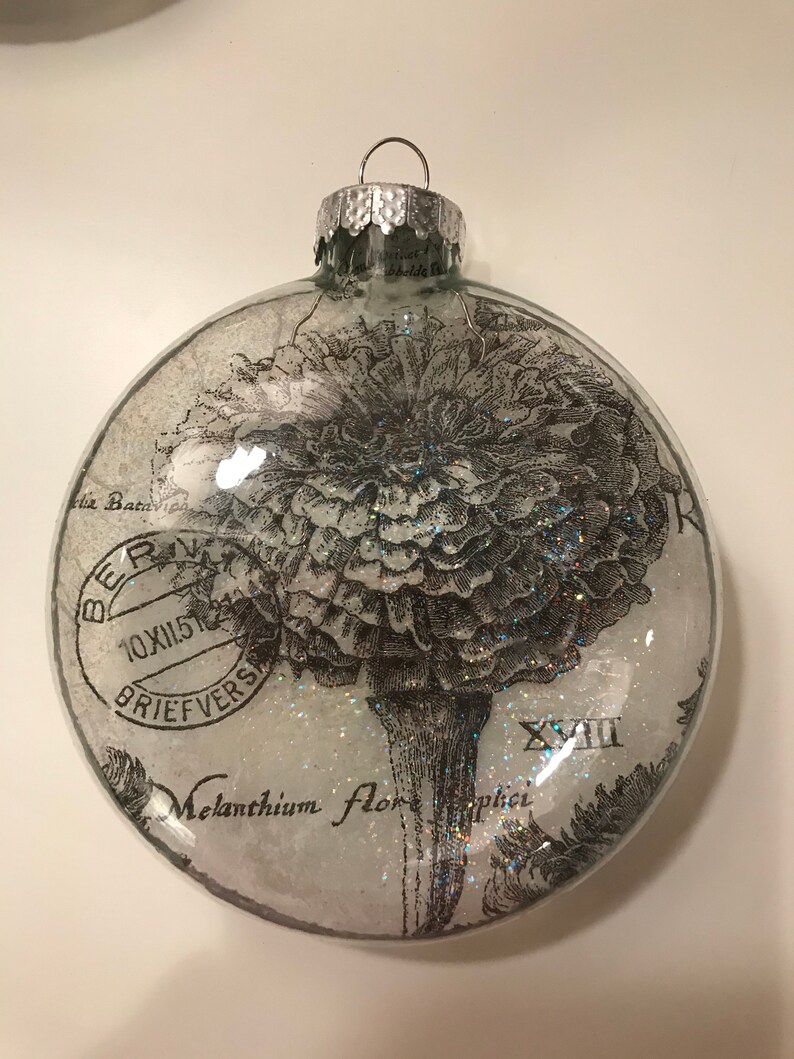 Decoupaged Glass Disc Christmas Ornaments Etsy