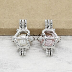 5pcs Oyster Pearl Cage Bow and Arrow Double-sided Bead Lockets Hollow Pendant Essential Oil Perfume Diffuser Necklace Charms-AL090