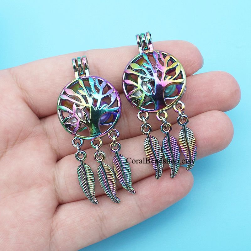 Sliver Alloy Dream Catcher Beads Charms Pearl Cage Locket Aroma Diffuser Pendant Sliver Alloy Dream Catcher Beads Charms Pearl Cage Locket Aroma Diffuser Pendant