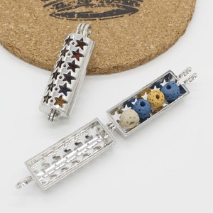 5pcs Openable Hollow Cylinder Shape Star Pendant Locket Lava Bead Stone Pearl Crystal Cage Aromatherapy Perfume Diffuser Locket DIY Charms