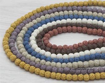 Blandade färger 30 st mini 6 mm naturlig vulkansten lavapärla kula för parfym aromaterapi eterisk olja diffusor medaljonghänge