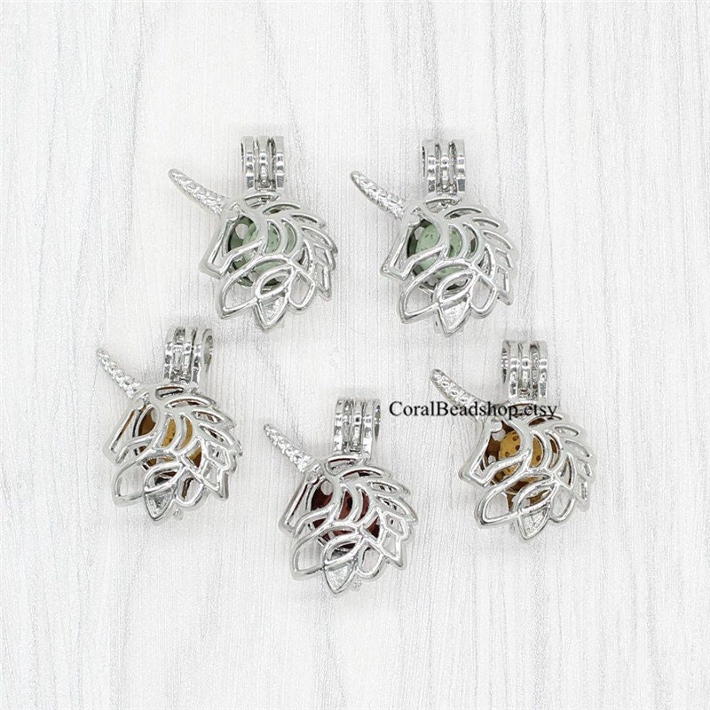 K1178 Silver Unicorn Hollow Beads Cage Locket Pendant Charm K1178 Silver Unicorn Hollow Beads Cage Locket Pendant Charm