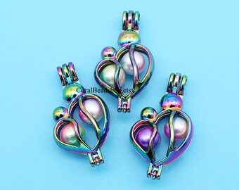 SPECIALE CLOSEOUT - Ciondolo Gabbia In Argento Sterling O Placcato Oro Bianco Per Perle Sciolte Da 5 Mm A 8 Mm Dello Zodiaco Capricorno (ZCP10, SZCP10) - Italia - Foto 4