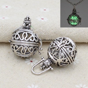 2 colgantes antiguos de plata con forma de corona de flores, tipo jaula, para difusor de aceites esenciales de aromaterapia. Ideales para crear joyas DIY.