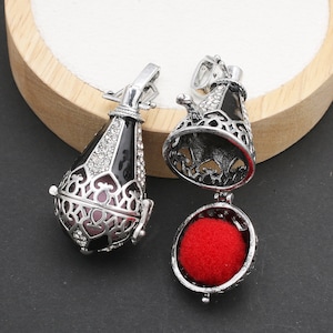 2pcs Floating Openable Enamel Waterdrop Crystal Cage Locket Pendant Bead Stone Charms Locket for Aroma Essential Oil Diffuser Jewelry Making