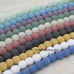 Mixed Color 15pcs Natural Lava Bead Rock Stone, Lava Bead Ball for Aromatherapy Perfume Essential Oil Diffuser Necklace Making