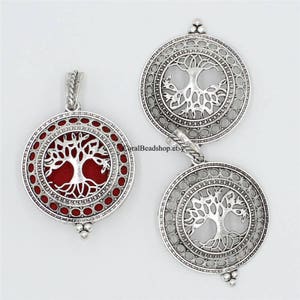 x0423- 2pcs Vintage Silver NUEVO Árbol de la Vida, Locket Magnético, Difusor de Aromaterapia Locket Colgante, Amuletos para la Fabricación de Collares