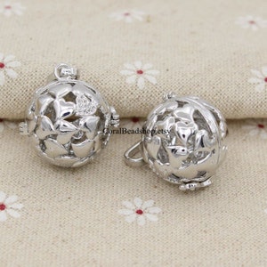2pcs flotante abierto redondo campanilla Bead amor corazón jaula caja bola medallón colgante aroma perfume aceite esencial difusor collar joyería fabricación