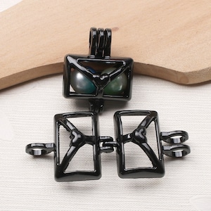 5pcs Openable Love Envelope Oyster Pearl Cage Pendant Rock Lava Bead Cage Locket Aroma Perfume Essential Oil Scent Diffuser Locket Charms
