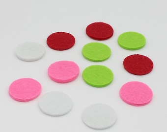 10 pièces médaillon rond rond en feutre de couleur mélangée diffuseur d'huiles essentielles collier tampons de rechange pour médaillons, épaisseur 2,5 mm