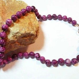 Sugilite Necklace / Beautiful 300+ Carats Genuine Natural 18 inch 10mm Sugilite Bead Necklace With Solid Sterling Silver Toggle Clasp!