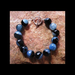 Beautiful & Bold  8&quot; Genuine 12mm Natural Druzy Agate Sterling Silver Bead Bracelet!
