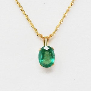 Emerald Necklace - Beautiful Solid 14k Gold Genuine Large Natural 2.09 Carat Emerald Pendant
