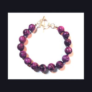 Sugilite Bracelet Genuine 10mm Natural Sugilite & Sterling Silver Bead 8&quot; Bracelet