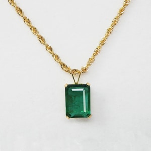 Emerald Pendant - 14k Gold Genuine Large Natural 1.87 Carat Emerald Pendant