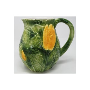 Vintage Italian Ancora Colorful Majolica Hand Painted Ceramic Pitcher - Italy