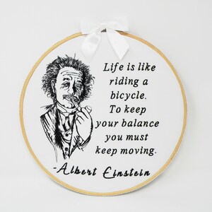 Inspirational Positive Einstein Life Quote Custom Made 10&quot; Embroidered Wall Hanging
