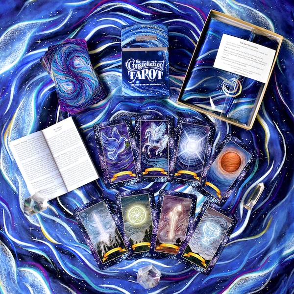 Das Sternbild Tarot Karten Deck und Seide Altar Lesetuch