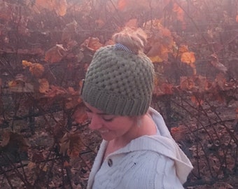 Claire Messy Bun Beanie, Winter Accessory, Women's Hat, Winter Hat, Girlfriend Gift, Stocking Stuffer