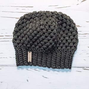 Graphite Claire Beanie, Winter Accessory, Women&#39;s Hat, Winter Hat, Girlfriend Gift, Stocking Stuffer, Snow Beanie, Brown Beanie