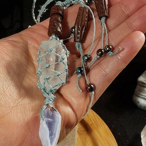 Macrame Necklace Blue Lace Agate Pendant