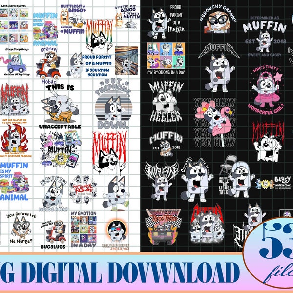 Muffin Heeler Bundle PNG, Bluey Muffin Png, Bluey Clipart, Bluey Family PNG, Bluey Birthday PNG.