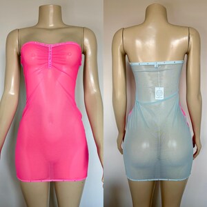 Blue & Pink Sheer Tube Dress