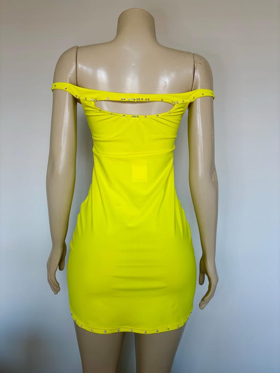 bright yellow bodycon dress Cindy Yellow Mini Dress