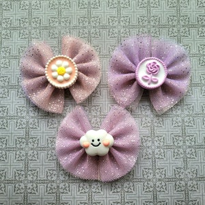 Dog Grooming Hair Bows (Pink tulle ribbon bow)