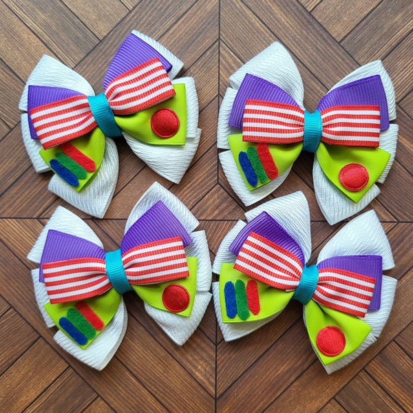 Dog Grooming Hair Bow (Buzz Lightyear Cartoon Toy Story Ribbon Design)