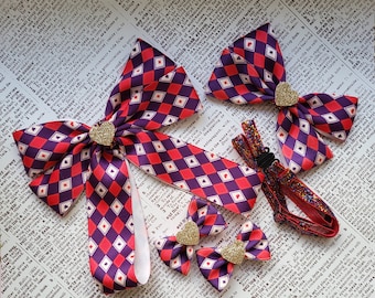 Dog Collar / Hair Bow (Playing Cards Poker Casino Ribbon Prints)