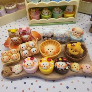 20 pc++ per set - Kawaii Cute Cotton Candy Dog Cartoon JC Crockery Maltese Playfood Miniature Dollhouse Resin Flatback 3D DIY Craft Charms