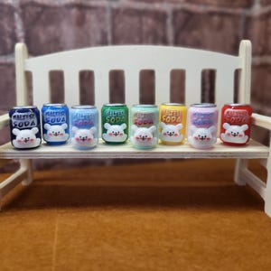 8 pc set - Cartoon Kawaii Cute Maltese Dog Soft Drink Can Playfood Miniature Dollhouse Resin 3D DIY Craft Charms Fridge Magnet