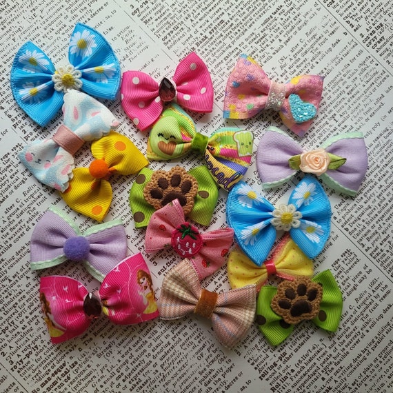 Dog Grooming Ribbon Bows assorted Variety Pack Medium Bows Etsy